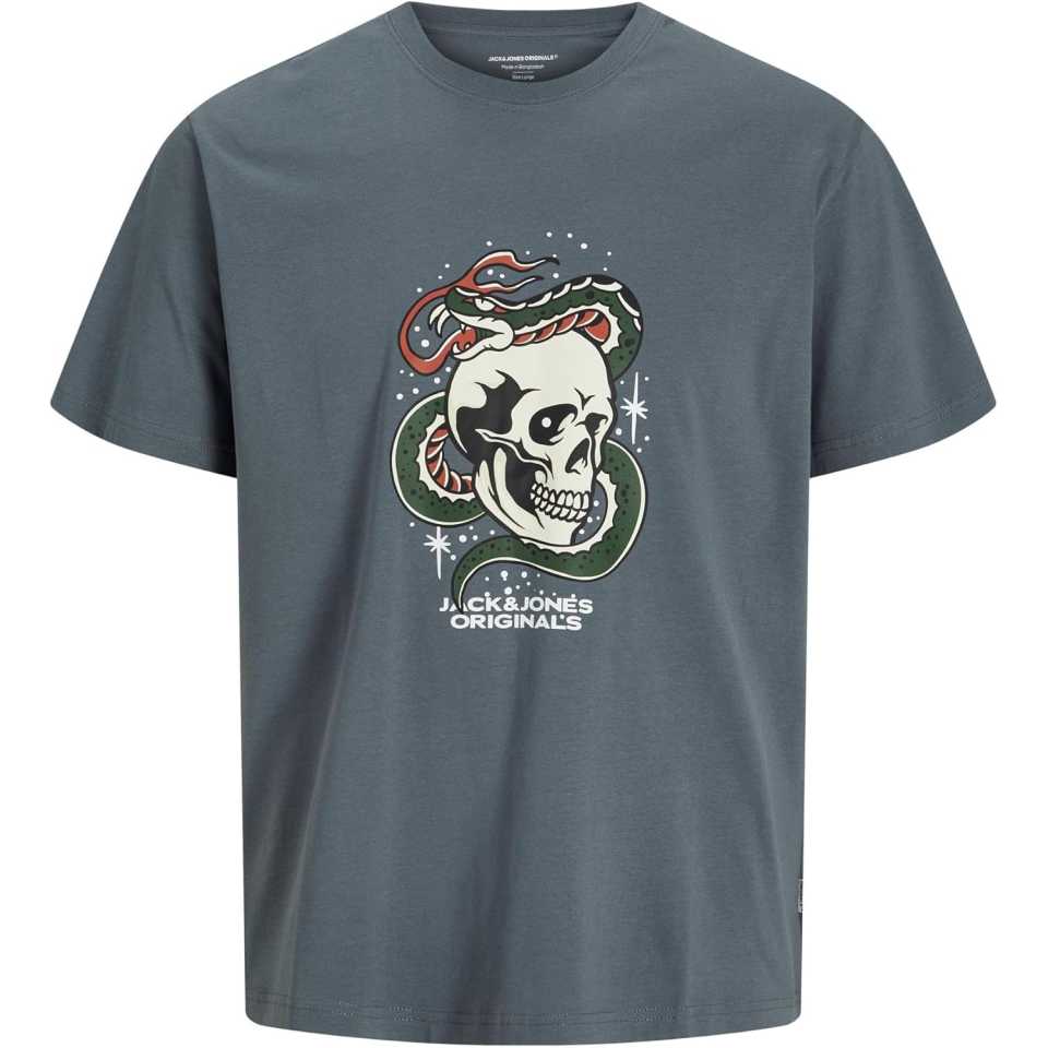 Tricou gri băieți cu imprimeu craniu