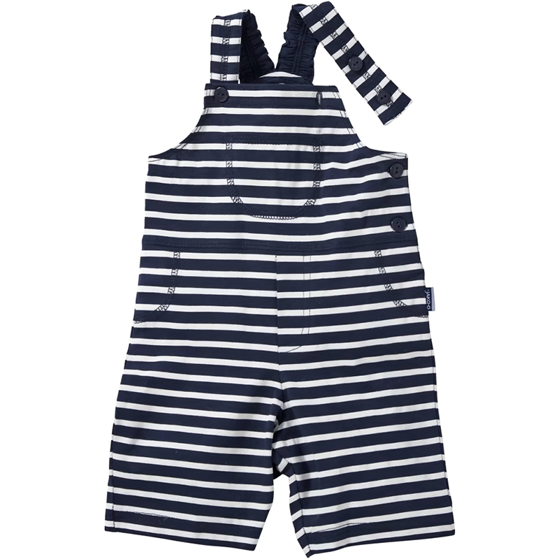 Salopetă scurtă în dungi bleumarin