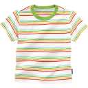 Tricou alb cu dungi colorate din bumbac organic