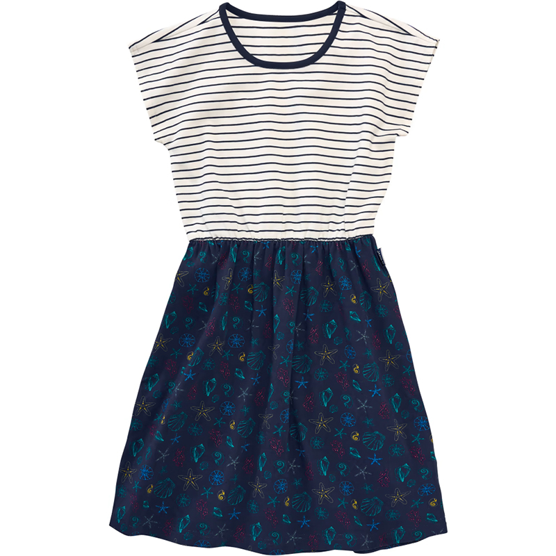 Rochie cu dungi și imprimeu marin bleumarin