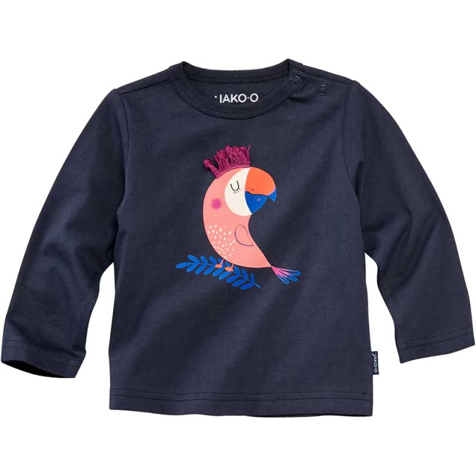 Bluză bleumarin cu papagal roz