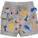 Pantaloni scurți gri cu imprimeu animale