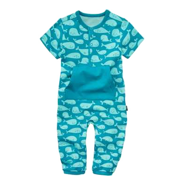 Salopetă turcoaz cu imprimeu balene