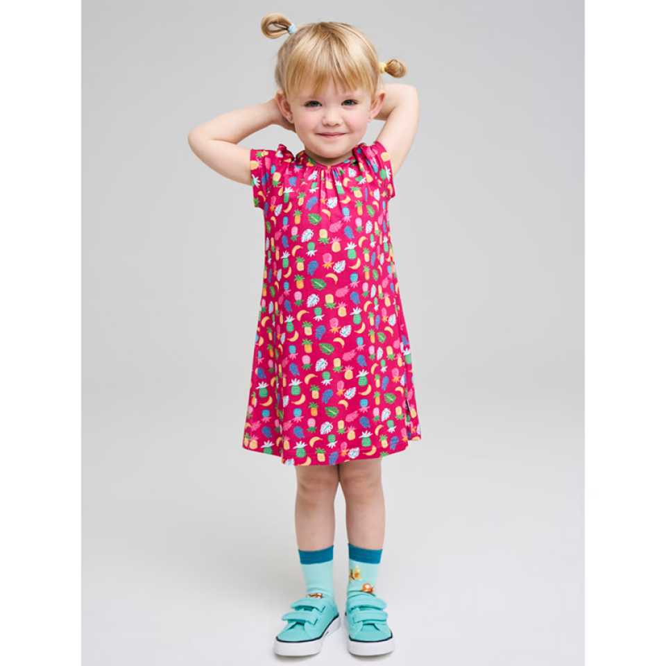 Rochie roz cu imprimeu fructe