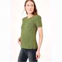 Tricou dama verde cu dungi