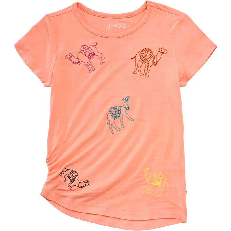 Tricou corai cu cămile brodate