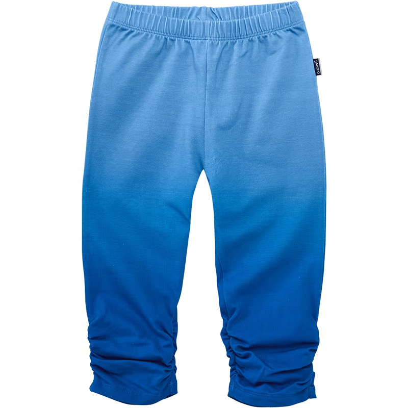 Pantaloni 3/4 albastru ombre cu fronseuri laterale
