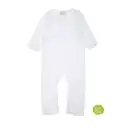 Salopetă albă din bumbac organic pentru bebeluși