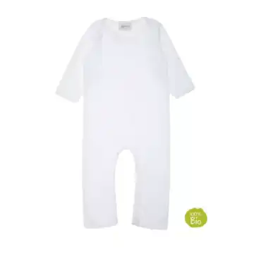 Salopetă albă din bumbac organic pentru bebeluși