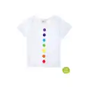 Tricou alb cu imprimeu cercuri colorate