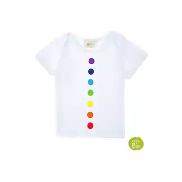 Tricou alb cu imprimeu cercuri colorate