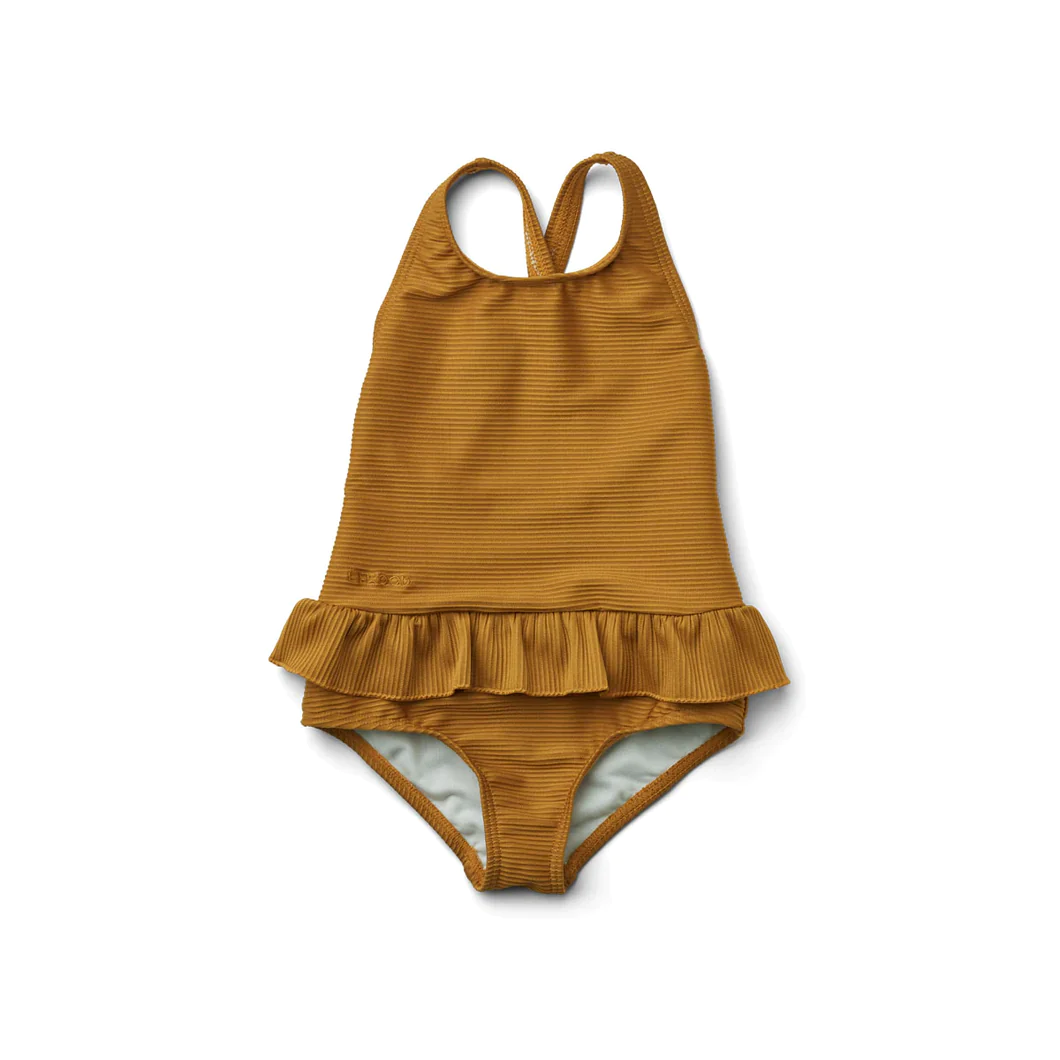 Costum de baie cu volănaș Amara Golden Caramel