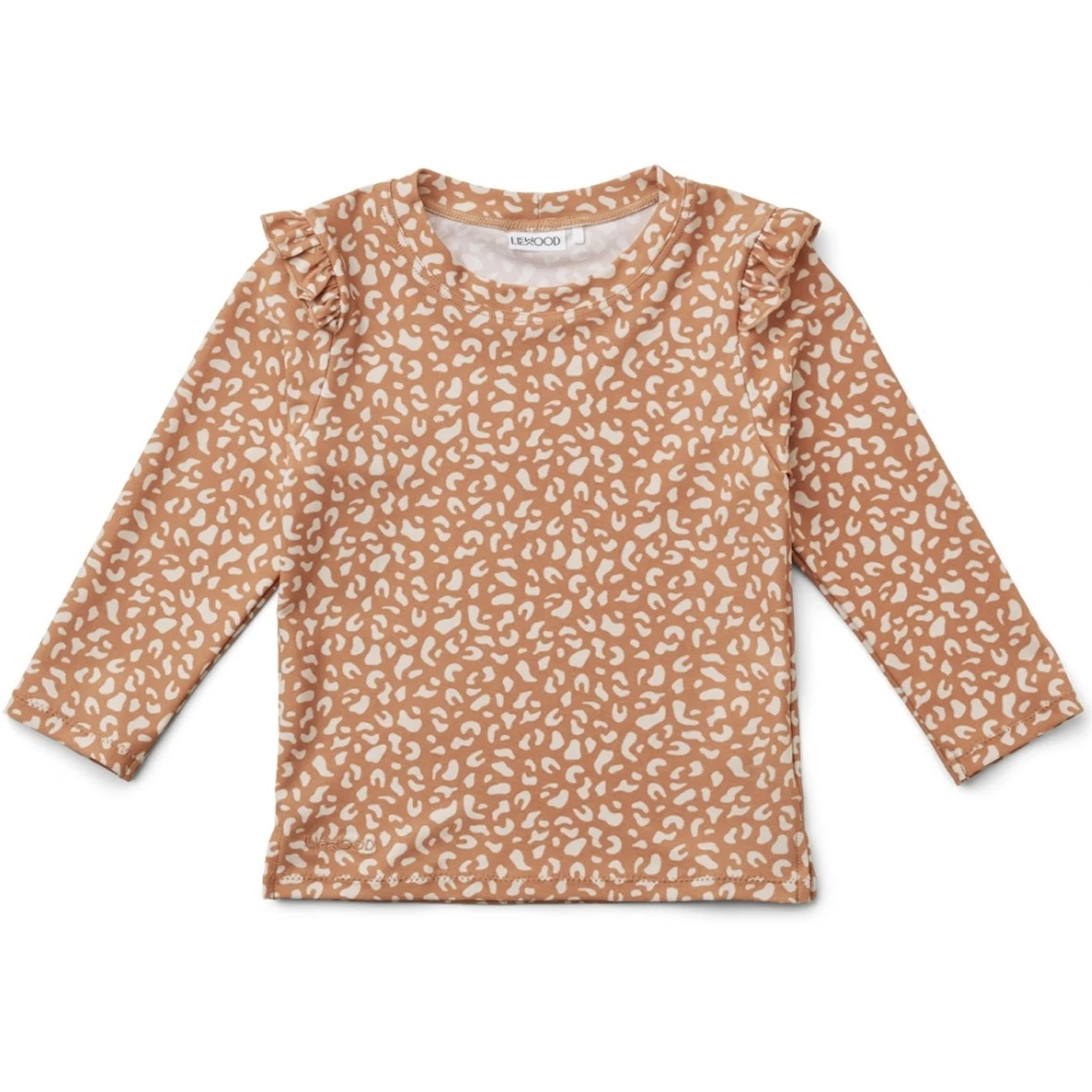 Bluză de baie cu volănaș și imprimeu mini leopard