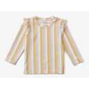 Bluză de baie cu volănașe și dungi pastel