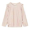 Bluză de baie cu volănașe și dungi corai