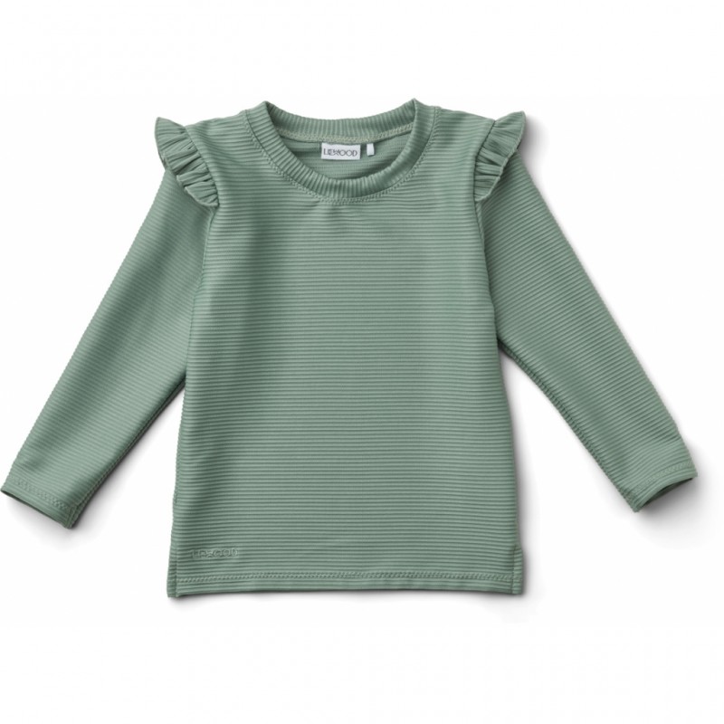 Bluză de baie cu volănașe verde menta