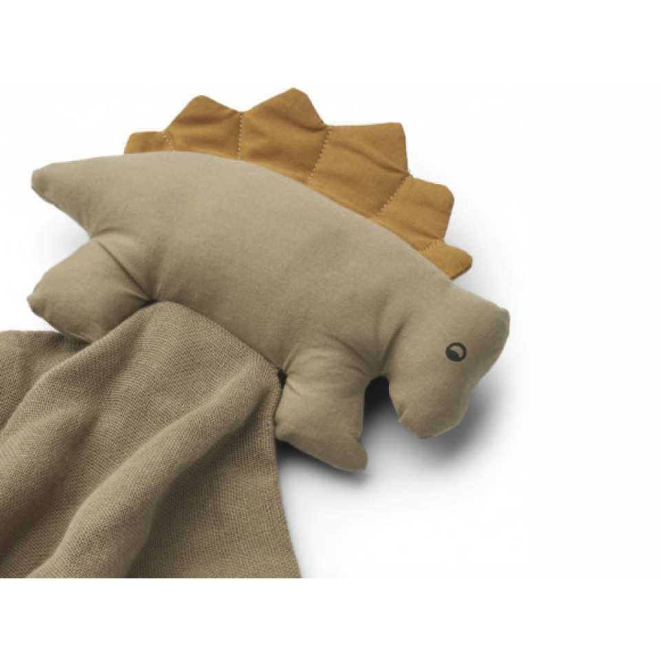 Păturică cuddler dino din bumbac organic, bej, 35x35cm