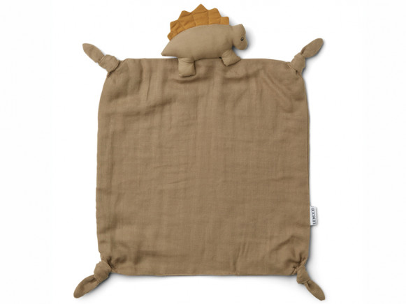 Păturică cuddler dino din bumbac organic, bej, 35x35cm