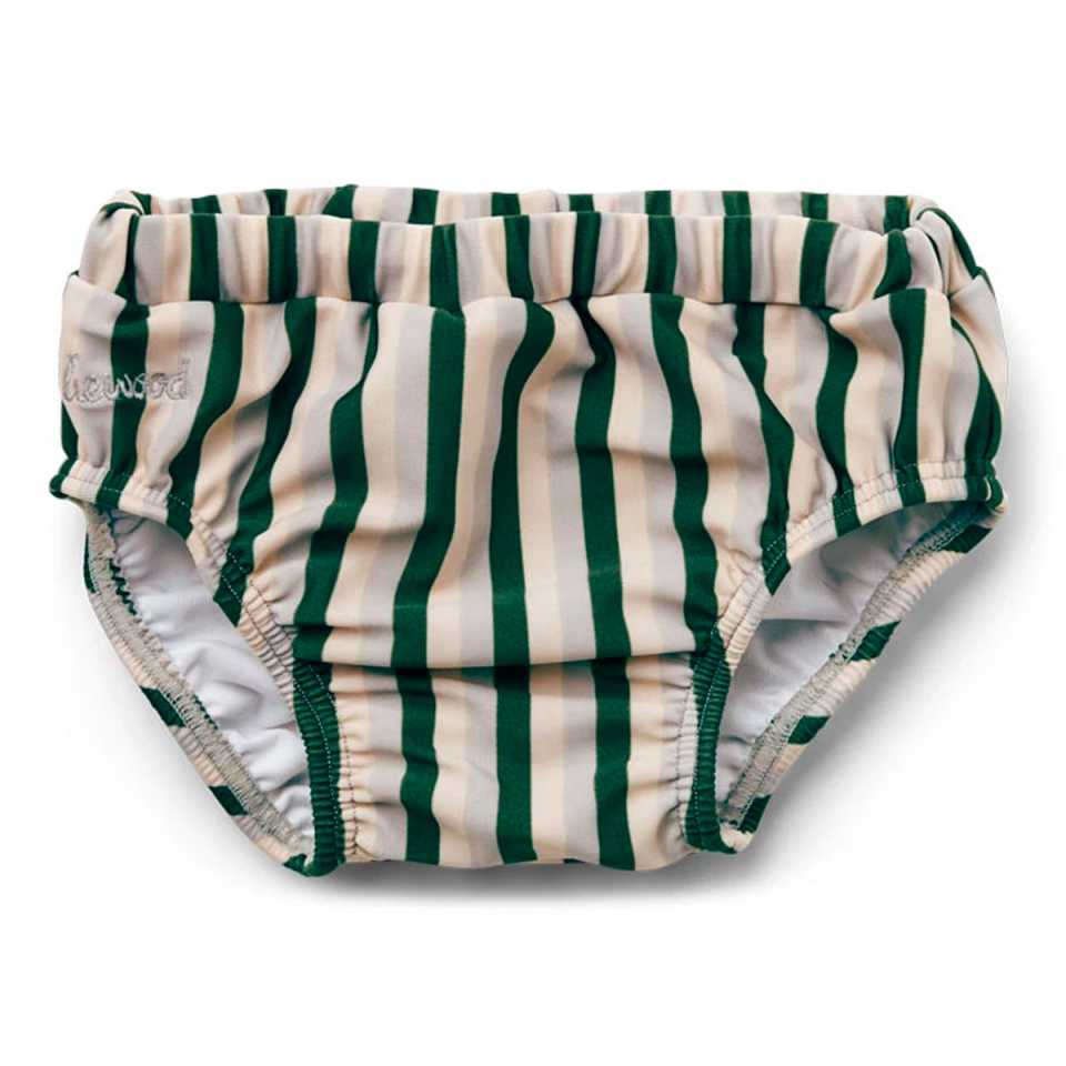 Slipi de înot pentru bebeluși Frej cu dungi verzi si crem