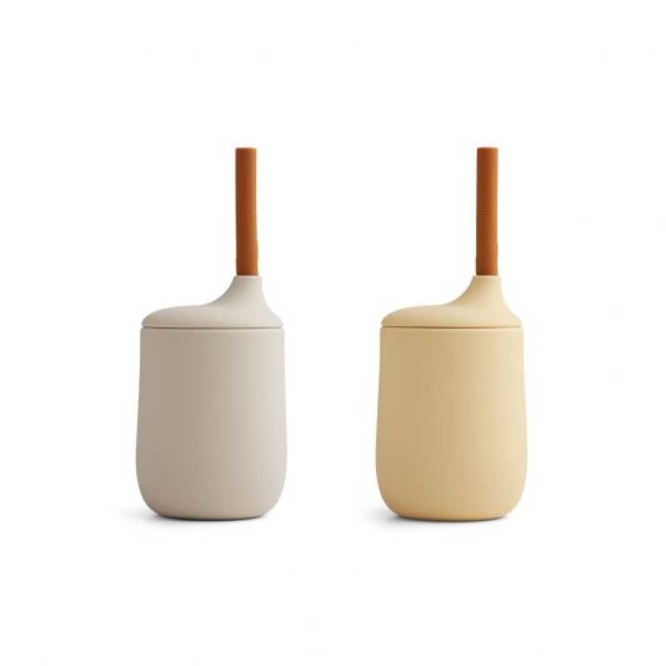 Set 2 căni cu pai din silicon Ellis, Sandy Multi Mix