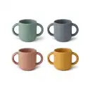 Set 4 căni din silicon Gene, cu imprimeu față de iepuraș