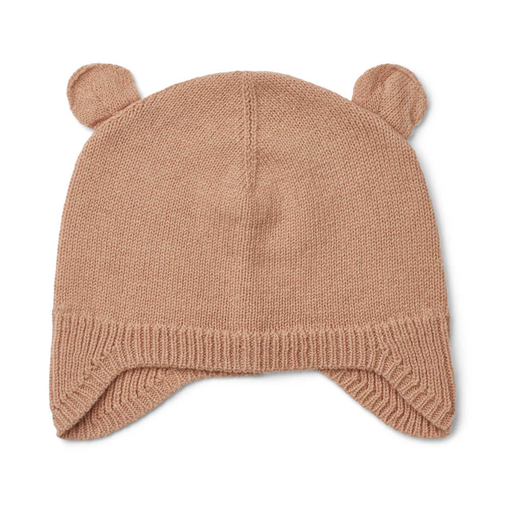 Căciulă din lână merinos cu urechiușe roz