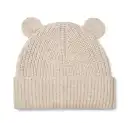 Căciuliță din lână merinos cu urechiușe bej