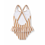 Costum de baie în dungi Amara, Mustard/Creme de la Creme