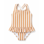 Costum de baie în dungi Amara, Mustard/Creme de la Creme