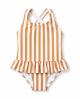 Costum de baie în dungi Amara, Mustard/Creme de la Creme