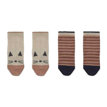 Set de 2 șosete din bumbac organic, model pisici