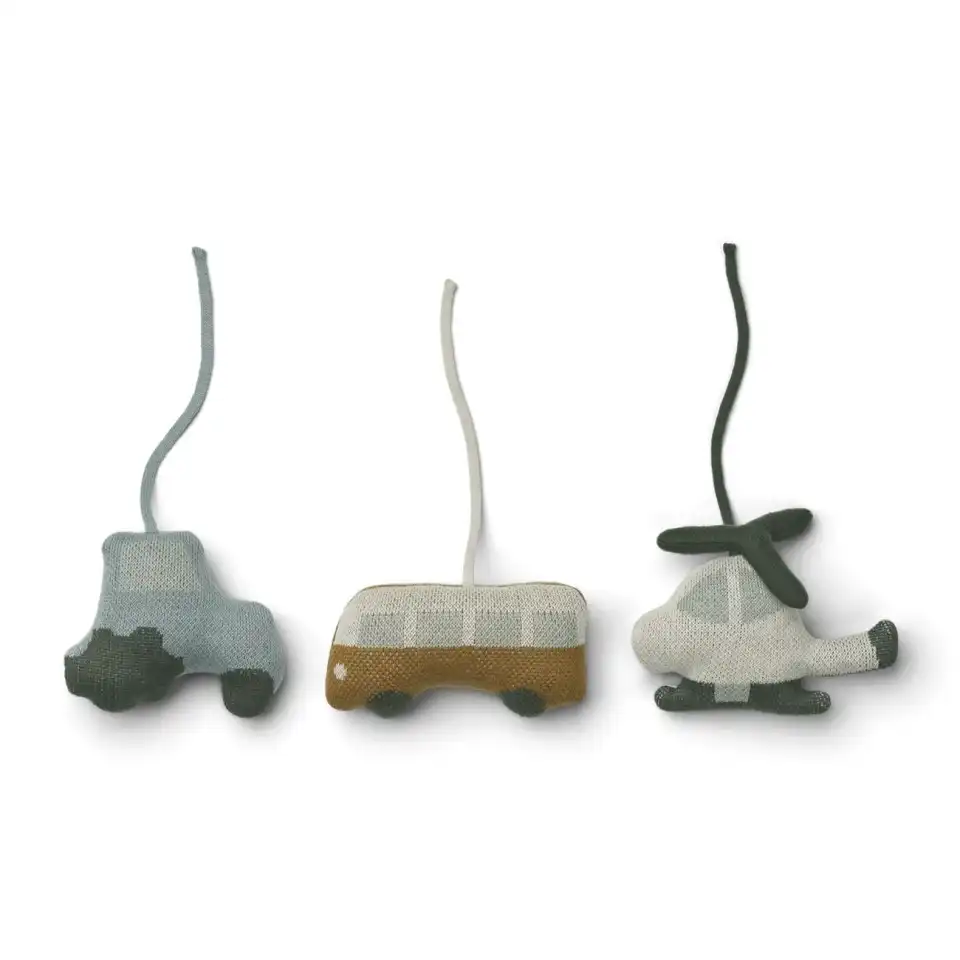 Set jucării textile pentru bebeluși, model vehicule