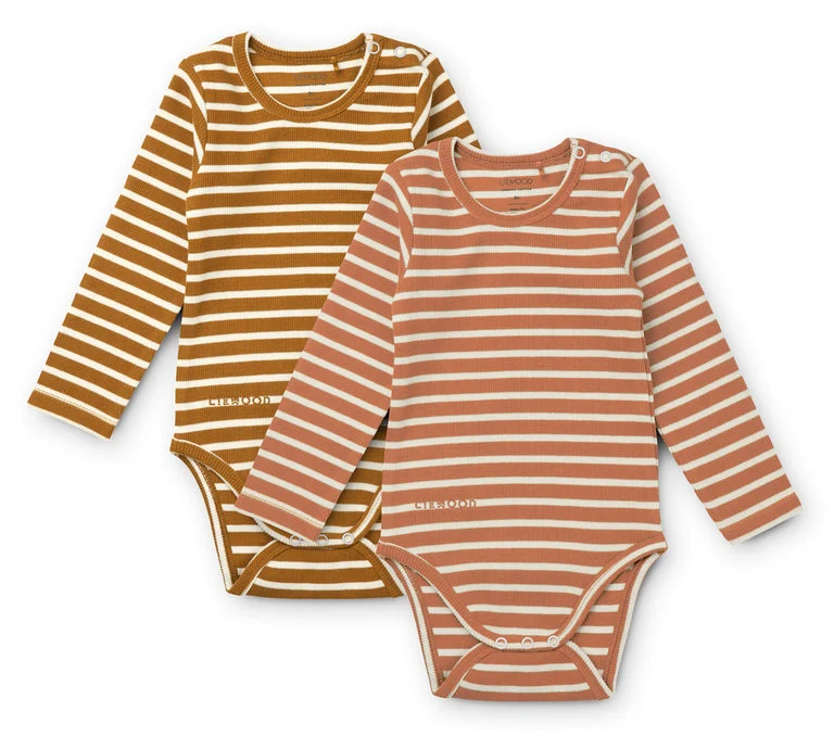 Set de două body-uri cu mânecă lungă Yanni, din bumbac organic