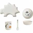 Set de vase din bambus pentru bebeluși alb cu imprimeu dinozauri