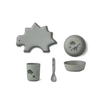 Set de vase din bambus gri cu imprimeu dinozauri