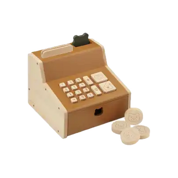 Casă de marcat din lemn pentru copii - golden caramel.