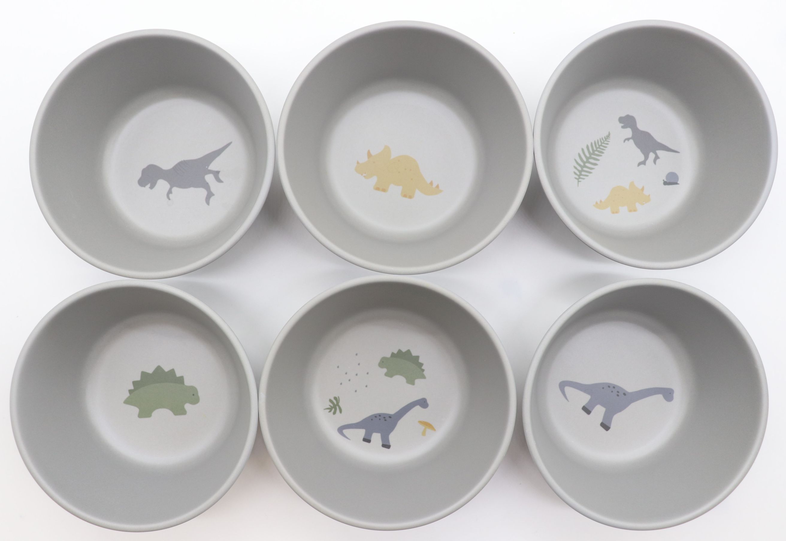 Set 6 boluri din bambus cu imprimeu dinozauri
