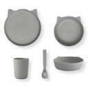 Set veselă, model pisicuță culoare gri închis