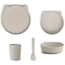 Set veselă, model pisicuță culoare gri deschis