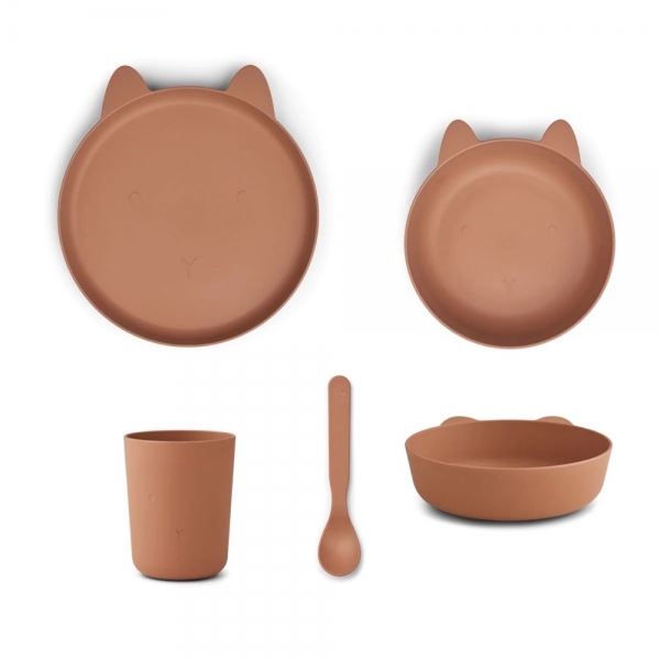 Set veselă în formă de iepuraș roz