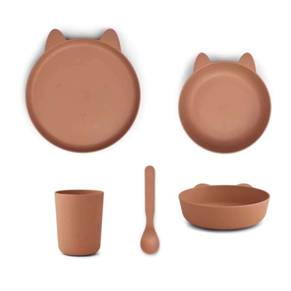 Set veselă în formă de iepuraș roz