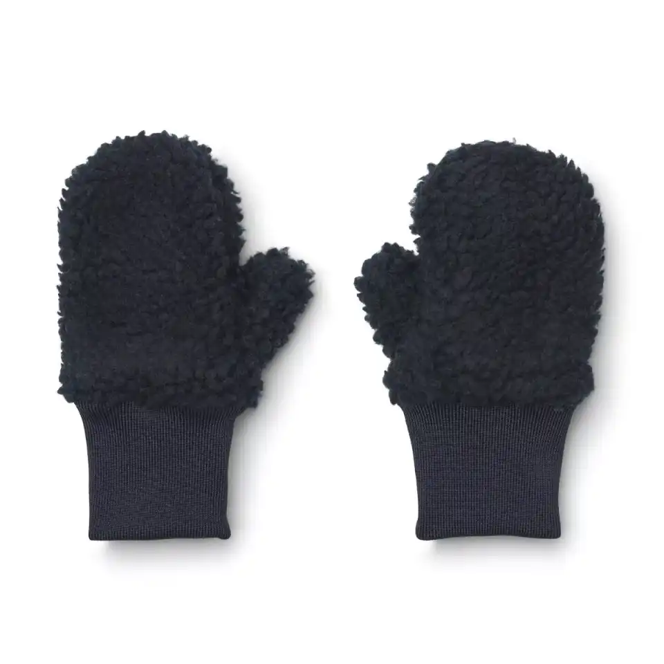 Mănuși pufoase pentru copii bleumarin