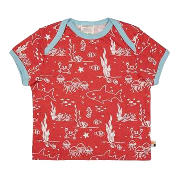 Tricou roșu cu imprimeu rechini