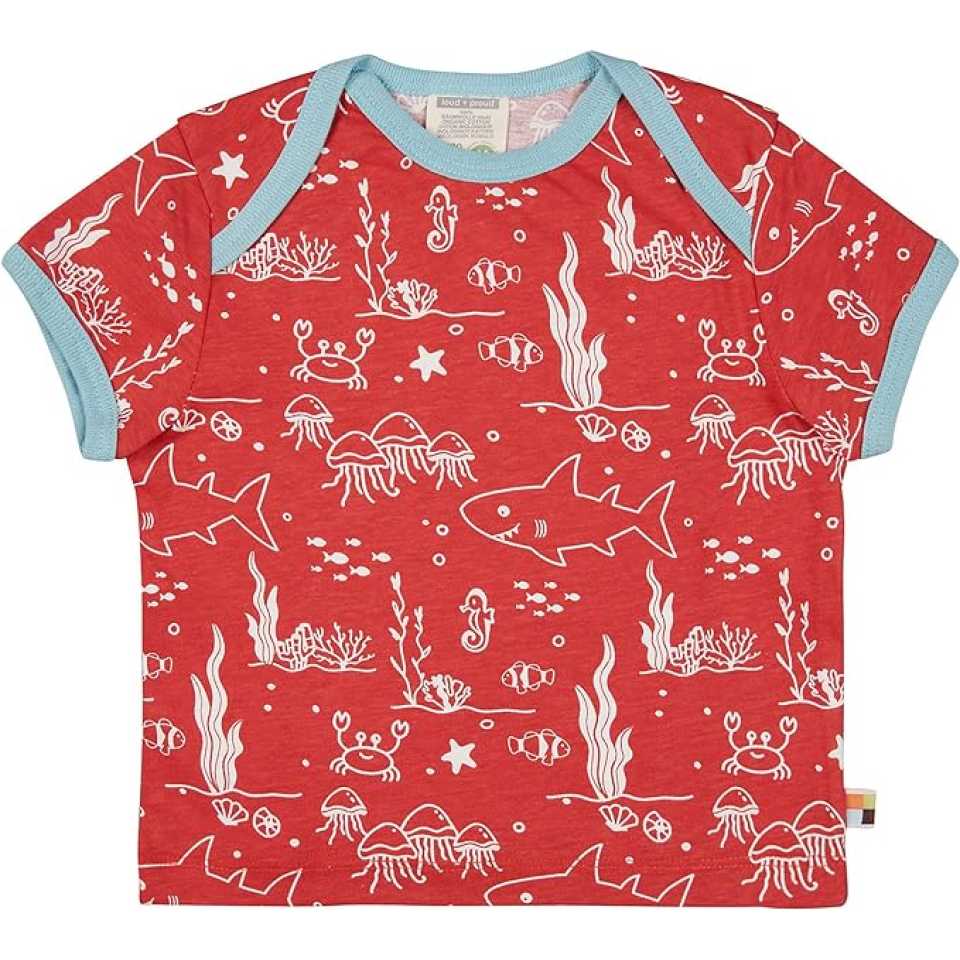 Tricou roșu cu imprimeu rechini