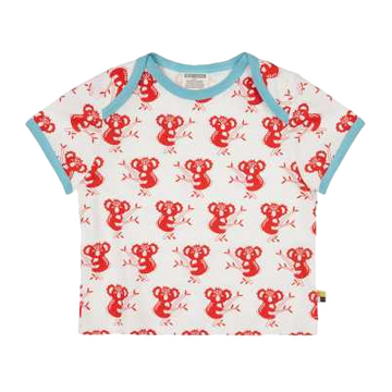 Tricou alb cu imprimeu koala roșii