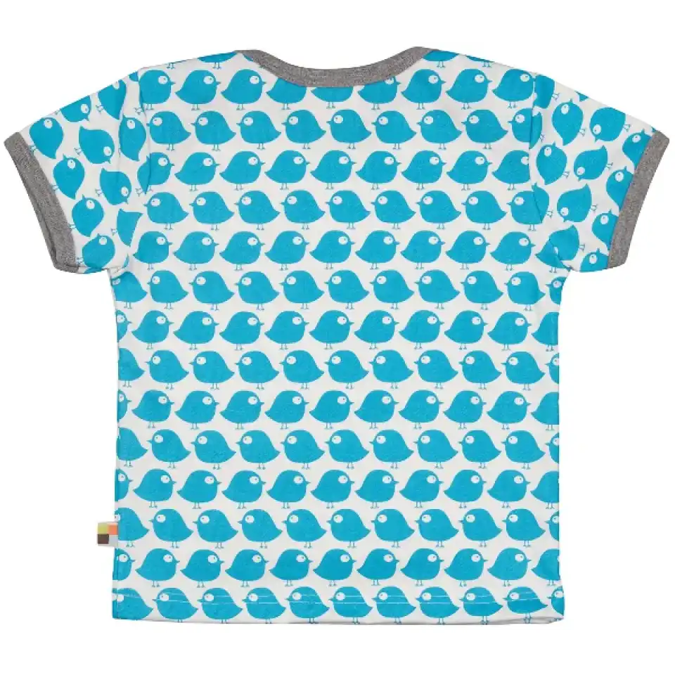 Tricou cu imprimeu păsări albastre