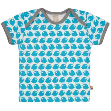 Tricou cu imprimeu păsări albastre