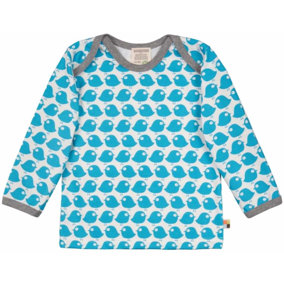 Bluză cu imprimeu păsări petrol