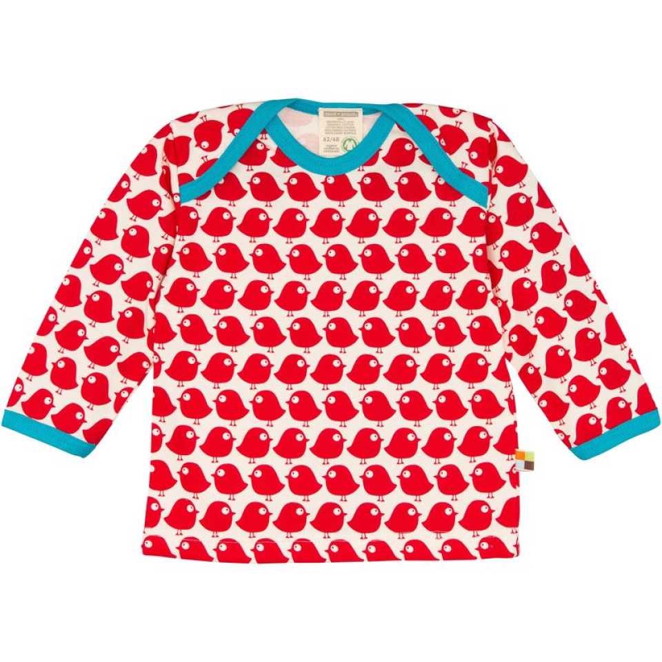 Bluză cu imprimeu păsări roșii