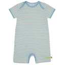 Salopetă scurtă, din in și bumbac, cu dungi bleu